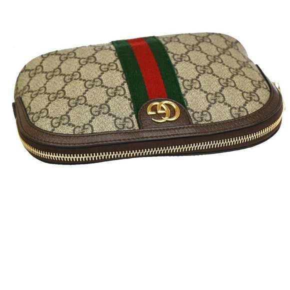 GUCCI Ophidia GG Pattern Cosmetic Pouch Supreme Leather Brown Gold Italy 88RJ376 - Picture 8 of 12